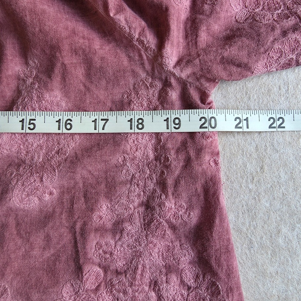 Indigo Thread Co Embroidered Top Sz L Pink Burnout Wash Boho Hippie Granola Girl - Picture 7 of 13